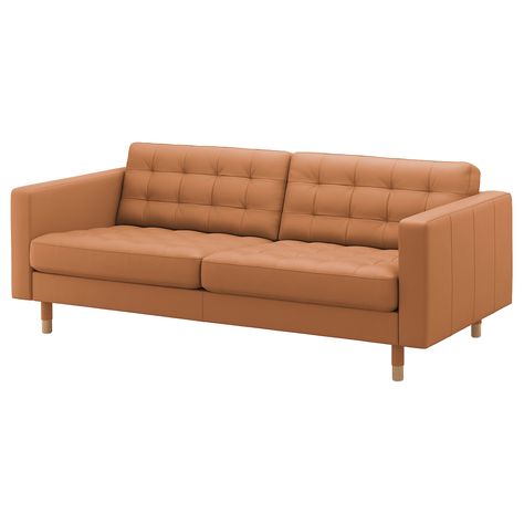 LANDSKRONA Sofa - Grann/Bomstad golden brown/wood - IKEA Landskrona Sofa, Ikea Landskrona, Ikea Bank, Sofa Kulit, Söderhamn Sofa, Faux Leather Sofa, Three Seat Sofa, Sofa Frame, Ikea Family