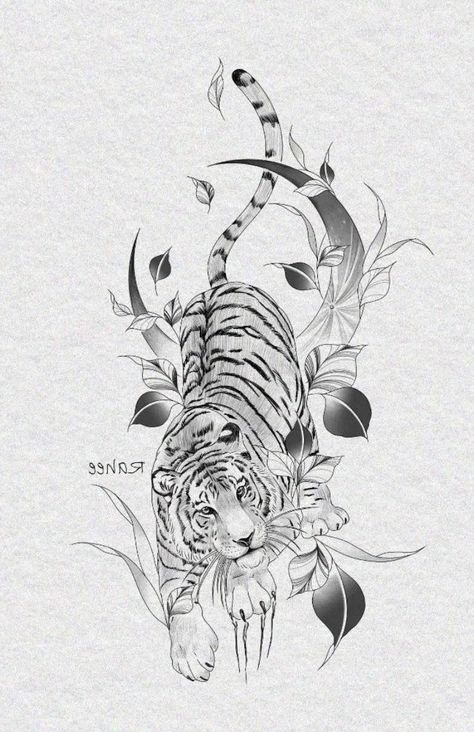 Tiger Tattoo Thigh, White Tiger Tattoo, Tiger Tattoo Sleeve, Inner Arm Tattoo, Tiger Tattoo Design, Anklet Tattoos, Skeleton Hand Tattoo, Vine Tattoos, Stylist Tattoos