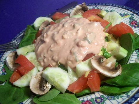 GAIDO'S FAMOUS 1000 ISLAND DRESSING RECIPE The other day I was telling facebook friends that when my former wife and I were first married, we lived in a... 1000 Island Dressing Recipe, Thousand Island Dressing Recipe, 1000 Island Dressing, 1000 Island, Anne Of Avonlea, Vegetable Dip, Thousand Island, Thousand Island Dressing, Salad Dressing Recipes Homemade