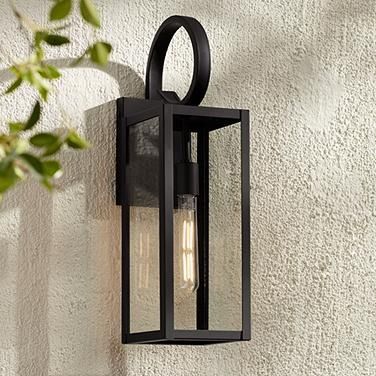 John Timberland Mira 21" High Black Finish Outdoor Lantern Wall Light Exterior Wall Light Fixtures, Black Outdoor Lights, Porch Light Fixtures, Outdoor Wall Light Fixtures, Modern Outdoor Wall Lighting, Exterior Light Fixtures, Exterior Lights, Black Outdoor Wall Lights, Exterior Wall Light