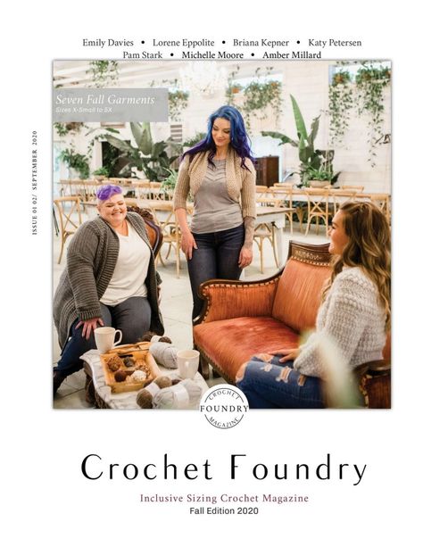 Crochet Foundry Fall 2020 - Cre8tion Crochet Seven Falls, Double Espresso, Crochet Magazine, Modern Women, Fall Design, Affordable Luxury, Gorgeous Design, Digital Magazine, Layering Pieces