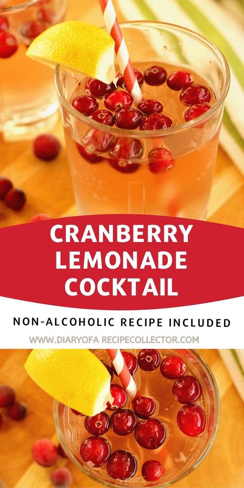 Cranberry Lemonade - An easy and refreshing holiday drink recipe.  Both a cocktail for a few and a large batch non-alcoholic punch recipe are included! Cranberry Lemonade, Vodka Punch, Cranberry Punch, Alcoholic Punch Recipes, Non Alcoholic Punch, Lemonade Punch, Alcoholic Punch, Pinterest Christmas, Holiday Baking Recipes