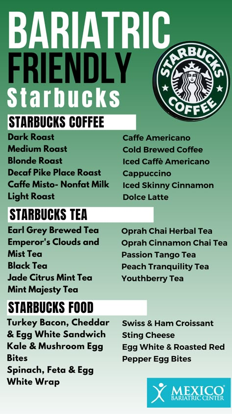 Coffee can be controversial topic after surgery. Some say you can't have it while others say you can. Here is a list of bariatric friendly coffee options to help your next Starbucks run go stress-free Bariatric Preop Liquid Diet Recipes, Bariatric Drinks, Bariatric Lifestyle, Sleeve Surgery Diet, Bariatric Recipes Sleeve Liquid Diet, High Protein Bariatric Recipes, Bariatric Recipes Sleeve, Gastric Bypass Diet, Vsg Recipes