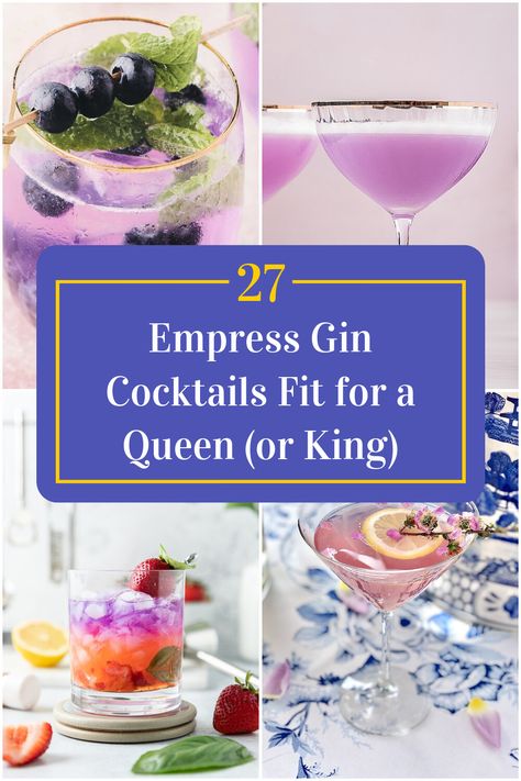 Collage of 4 empress gin cocktails. Empress Gin Cocktail, Empress Gin, Gin Drink Recipes, Best Gin Cocktails, Gin Sour, Birthday Cocktails, Batch Cocktails, Gin Recipes, Best Gin