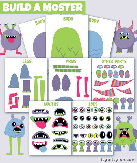 Free Printable Build a Monster Fun Activity for Kids Build A Monster, Monster Activities, Vip Kid, Monster Theme, Monster Birthday, Busy Bags, Monster Party, Halloween Activities, Fun Activities For Kids