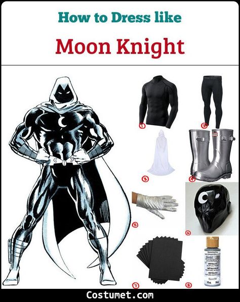 Moon Knight Costume for Cosplay & Halloween 2021 Moonknight Female Costume, Moon Knight Cosplay Diy, Moonknight Cosplay Diy, Moon Knight Suit, Moonknight Disney Plus, Moon Knight Cosplay, Costume Template, Knight Suit, Knight Cosplay