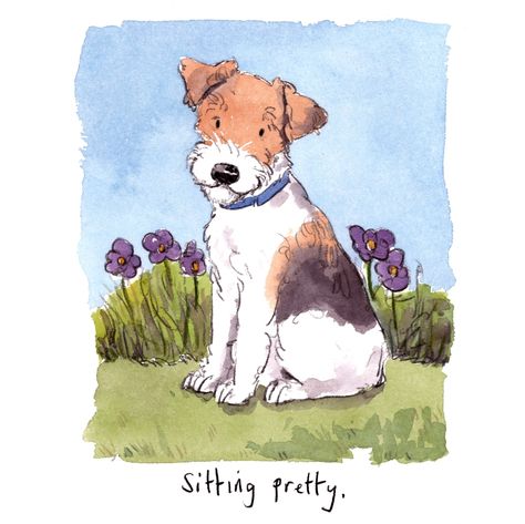 Dog Cute Illustration, Super Easy Drawings, Dog Portraits Art, Dog Illustrations, Dog Artist, Dog Quotes Love, Puppy Art, Fox Terriers, Wire Fox Terrier