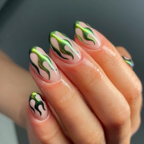 Nail Ideas For Summer, Flame Nails, Flame Nail Art, Summer Toe Nails, Edgy Nails, Nail Envy, Summer Acrylic Nails, Summer Nails Colors, Nail Art Galleries