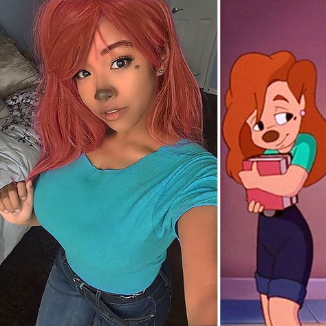 Roxanne From A Goofy Movie Brown Hair Cosplay, Black Cosplayers, A Goofy Movie, Cosplay Disney, Cartoon Costumes, Goofy Movie, Trendy Halloween Costumes, Halloween Costume Outfits, Disney Cosplay