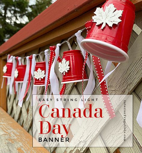 Canada Day Decorations, Pot Water Fountain, Canada Day Crafts, Diy Water Feature, Diy String Lights, Mini String Lights, Leaf Cutout, Diy Garden Fountains, Plant Pot Diy