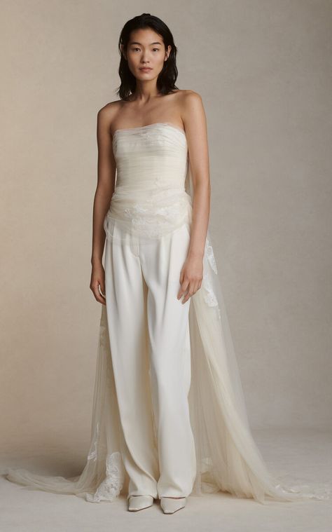 Miriam Cady Trouser Pants By Danielle Frankel | Moda Operandi Danielle Frankel, City Hall Wedding, Strapless Corset, Fit Ideas, Silk Organza, Menswear Inspired, Bridal Looks, Corset Top, Bridal Wear