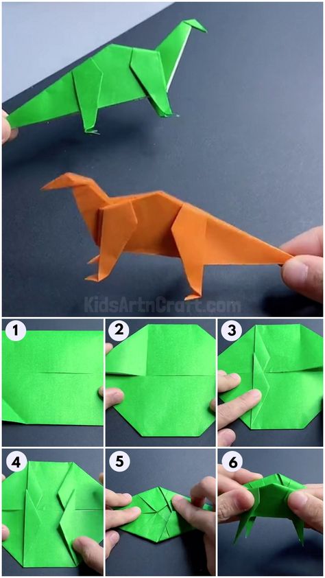 How To Make Paper Dinosaur Origami Craft Easy Tutorial Origami Dinosaur, Dinosaur Origami, Paper Dinosaur, Make A Dinosaur, Image Paper, Dinosaur Crafts, Paper Craft Tutorials, Diy Hanging, Craft Tutorial