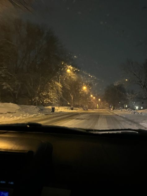 snowy road, nighttime drive, snow covered, snowing, snowing at night, snow aesthetic, night drive aesthetic Snowy Car Aesthetic, Night Snow Aesthetic, Snowing At Night, Aesthetic Night Drive, Driving In The Snow, Night Drive Aesthetic, White 2115, Snow At Night, Winter Drive