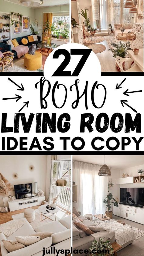 boho living room ideas, living room ideas, bohemian living room decor Decorate Boho Living Room, Boho Inspired Living Room Home Decor, Mint Green Boho Living Room, Comfy Boho Living Room Ideas, Living Room Ideas Boho Modern, Boho Home Aesthetic Inspiration, Bohemian And Modern Living Room, White Living Room With Color Accents, Family Room Updates Decorating Ideas