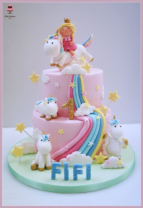 Princess Unicorn Cake, Fairy Birthday Cake, Rainbow Unicorn Cake, 5th Birthday Cake, Birthday 5, Unicorn Birthday Cake, Unicorn Princess, Castle Cake, Baby Unicorn