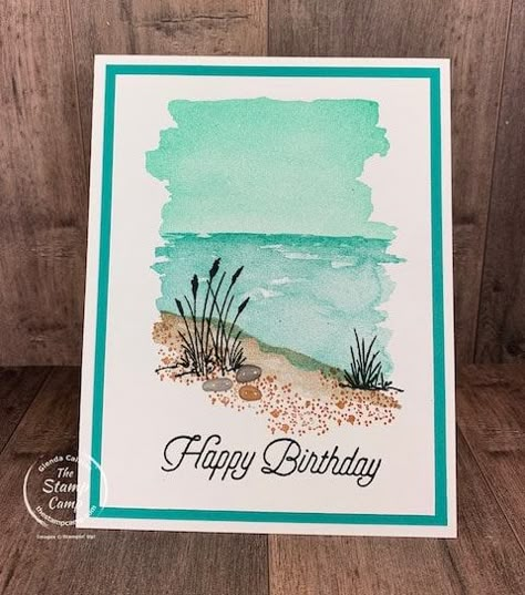 Simple Handmade Cards, Simple Cards Handmade, Nautical Cards, Stamping Cards, Beach Cards, Birthday Stamps, Masculine Birthday Cards, Retirement Cards, Summer Cards