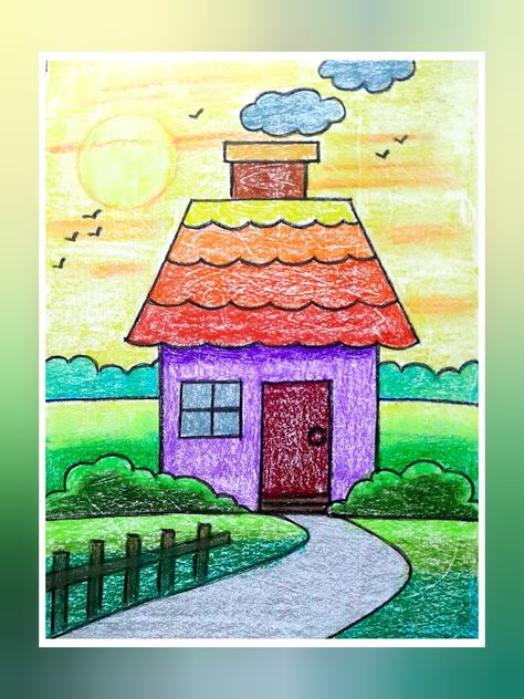 Jain Cultural & Educational Centre Drawing For 5 Yrs Old, Kids Drawing Ideas Easy Nature, Drawing For Small Kids, Object Drawing Simple, Nature Drawing For Kids, Directed Drawing Kindergarten, Drawing Pictures For Kids, House Drawing For Kids, Scenery Drawing For Kids