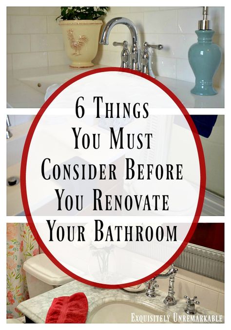 Things To Consider Before You Renovate Your Bathroom. Don't jump into that bathroom remodel until you have a firm plan. Check the list here. #bathroom #renovation Cottage Bathrooms, Parisian Bathroom, Easy Holiday Decorations, Before And After Bathroom Remodel, Cottage Decor Diy, Cottage Style Bathrooms, House Updates, Diy Bathroom Remodel, Budget Friendly Decor