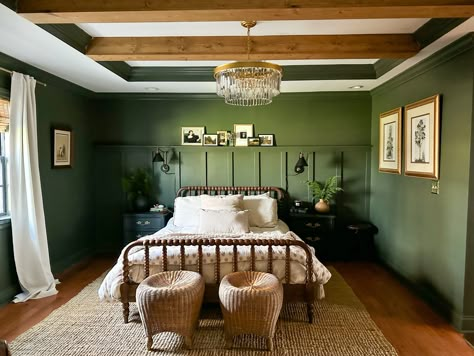 Vintage Vogue by Benjamin Moore Benjamin Moore Paint Colors Vintage Vogue, Army Green Bedroom Walls, Colonial Verdigris Benjamin Moore, Rose Pine Benjamin Moore, Vintage Bedroom Green Walls, Pale Green Benjamin Moore, Windsor Green Benjamin Moore, Vintage Vogue Bedroom, Benjamin Moore Green Bedroom