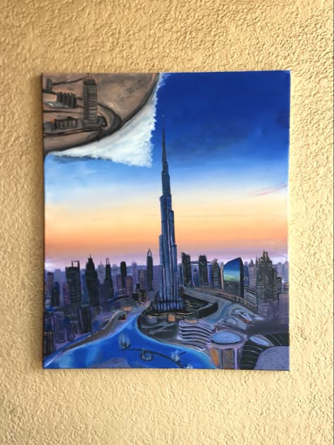 Uae Landscape Painting, Dubai Canvas Painting, Uae Art Painting, Uae National Day Drawing, Uae Painting, Dubai Drawing, Uae Drawing, Dubai Painting, Uae Art