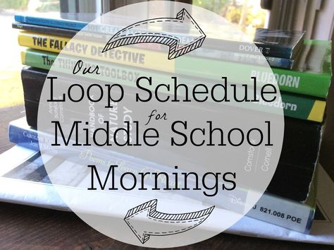 Stone Soup for Five: Our Homeschool Loop Schedule for Middle School Morning Basket Middle School, Unschooling Schedule Middle School, Homeschool Loop Subjects, Middle School Subjects, Middle School Homeschool Ideas, Charlotte Mason Middle School, Morning Basket Homeschool Middle School, Middle School Homeschool Room, Unschooling Middle School