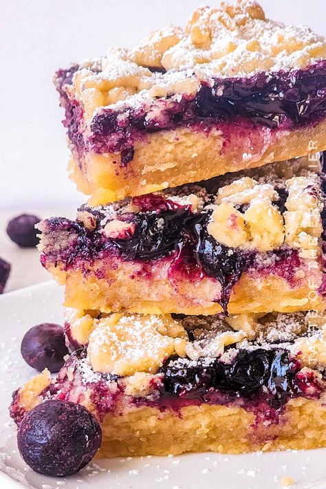 Lemon Blueberry Bars are easy to make. They have a buttery shortbread crust topped with lemon blueberry filling and a tender buttery crumble. Blueberry Lemon Bars Recipe, Lemon Blueberry Bars Easy, Lemon Blueberry Shortbread Bars, Blueberry Lemon Crumble Bars, Lemon Blueberry Shortbread Mousse Cake, Lemon Blueberry Desserts, Blueberry Lemon Bars, Blueberry Crumble Recipes, Berry Crumble Bars