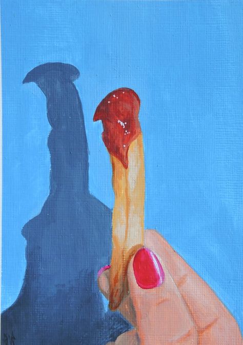 Fries Painting, Food Paintings, Ottawa Canada, French Fry, Acrylic Artwork, Fried Food, Ottawa, Ketchup, Acrylic Painting