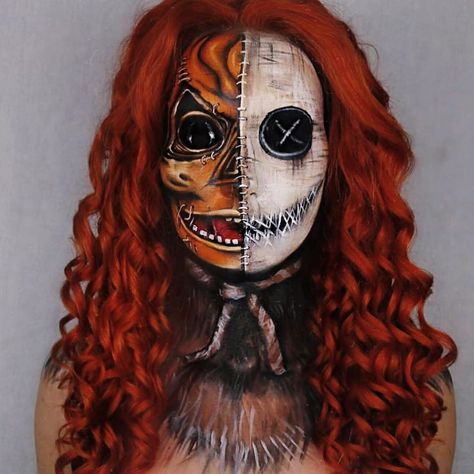 Lisa Marie (@lisamarie_murphy) posted on Instagram: “Trick or Treat 🎃 Sam is one of my favs :) the inspo from this one came off of Pinterest a couple years ago. I love doing looks that…” • Sep 11, 2020 at 2:56pm UTC Trick Or Treat Sam, Fantasy Make-up, Halloween Make-up Looks, Make Up Gold, Horror Make-up, Makeup Inspired, Mehron Makeup, Halloween Makeup Scary, Halloween Queen