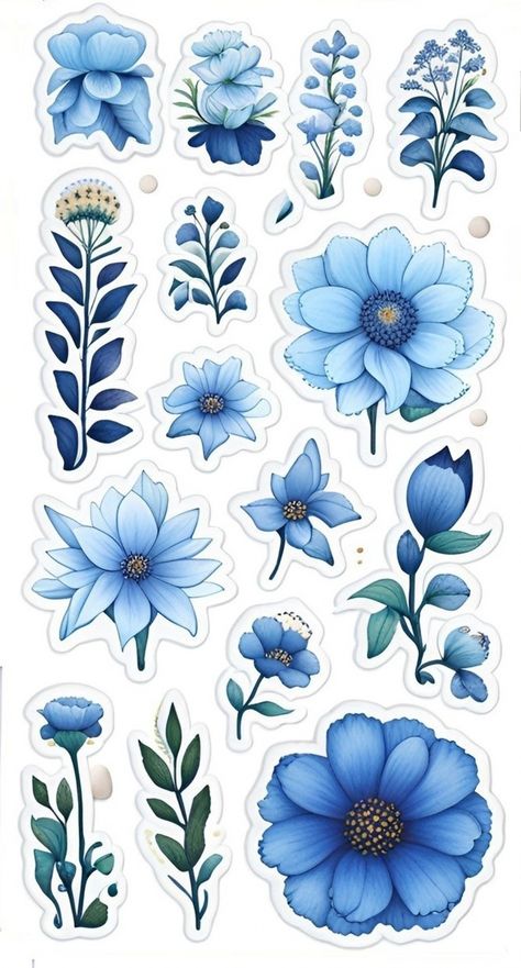 Blue Flowers Stickers Free Stock Photo - Public Domain Pictures 6C4 Blue Flowers Stickers, Vintage Aesthetic Stickers Printables, Blue Scrapbook, Scrapbook Printables Free, Vintage Paper Printable, Kraf Kertas, Sticker Design Inspiration, Desain Quilling, Scrapbook Printing