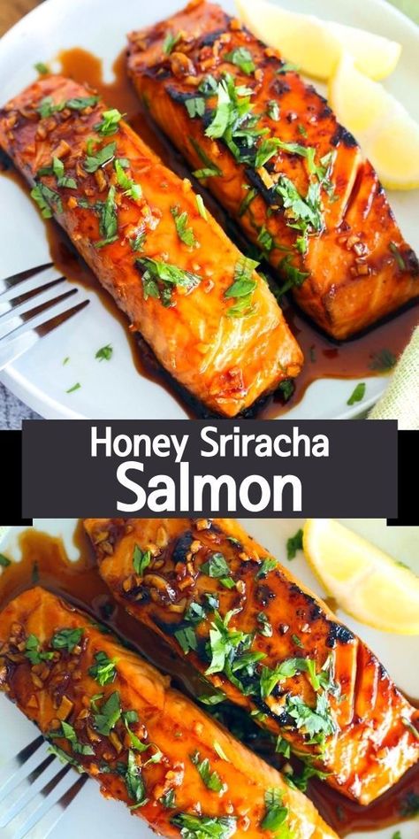 Sriracha Salmon Recipes, Honey Sriracha Salmon, Honey Glazed Salmon Recipe, Malaysia Recipes, Sriracha Salmon, Salmon Recipes Baked Healthy, Honey Glazed Salmon, Salmon Glaze Recipes, Rasa Malaysia