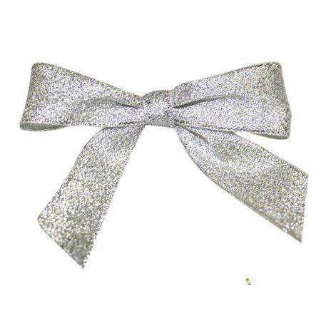 Reliant Ribbon Twist Tie Bows are a great last touch to add to your birthday or holiday presents. Not everyone has the time to tie individual ribbon into bows so these twist tie bows are the perfect solution for anyone who is in a hurry. They come in variations of silver and gold and are available in 2 different lengths so you can use them for different sizes of gifts. Made out of polyester, this silver twist tie bow has a shiny, metallic finish and is 7/8 in size. Not only can you use them for Silver Bow Tie, Holiday Presents, Jam Paper, Silver Bow, In A Hurry, Paper Envelopes, How To Make Bows, Sewing Fabric, Hair Ties