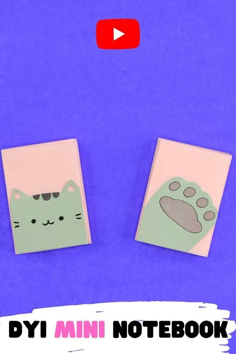 Hello Everyone! In this video you will learn how to make mini notebooks from one sheet of paper. This mini notebook is double-sided, you can use it from one side and then flip it on the other. You can decorate your notebook with any type of drawing, I've chosen a cute kawaii cat) #pollyorigami #easyorigami #origamitutorial #origamiforbeginners How To Make Mini Books Tutorials, How To Make Mini Books, Diy Mini Notebook, Paper Cat Craft, Type Of Drawing, Cute Diary, Paper Cat, Origami For Beginners, Paper Craft Tutorials