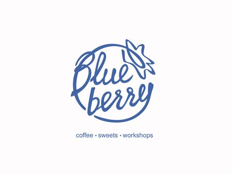 Blueberry logo by Darya Gilmutdinova Barrel Logo Design, Blueberry Logo Design, Berry Logo Design, Blueberry Packaging, Blueberry Design, Watermark Ideas, Mobile Coffee Shop, Blueberry Farm, Digital Portrait Illustration