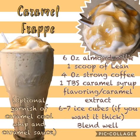 Lean Shake Recipes, Protein Frappe, Protein Mix Recipes, Protien Shake Recipes, Healthy Caramel, Lean Recipes, Protein Drink Recipes, Caramel Frappe, Melon Smoothie