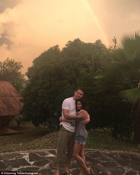 Happy couple: Channing Tatum posted this Instagram photo with the caption, '@jennaldewan I... Chaning Tatum, Logan Lucky, Dance Movies, Jenna Dewan, Channing Tatum, Pot Of Gold, Happy Couple, Celebrity Couples, In Hollywood