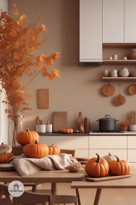 Discover how to embrace autumn in your kitchen with simple decor touches that make a big impact.#AutumnDecor #KitchenStyle #FallInspiration #HomeDecor #SimpleLiving Autumnal Kitchen, Autumn Kitchen, Aesthetic Kitchen, Pumpkin Decor, Simple Kitchen, Color Inspo, Autumn Aesthetic, Kitchen Style, Pumpkin Decorating