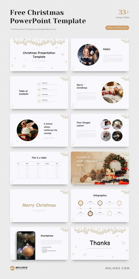 Free Christmas PowerPoint Template and Google Slides Theme Christmas Powerpoint, Christmas Presentation, Christmas Powerpoint Template, Picture Layouts, Google Slides Theme, Powerpoint Template Free, Google Slides Themes, Template Google, Slides Template