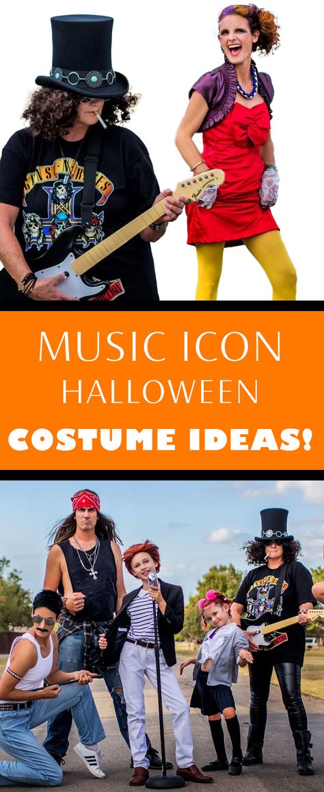 Music Icon costumes, Rock and Roll costumes! Freddi Mercury, Slash, Axl Rose, & more music icons. The most epic Halloween costume photoshoot! 80s Rockstar Halloween Costume, Famous Singer Halloween Costume, Iconic Musician Costume, Musical Couples Costumes, Music Couple Costumes, Music Icon Halloween Costumes, Musicians Halloween Costumes, 80s Musicians Costumes, Rock Star Couples Costume