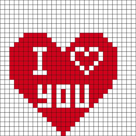 Valentines Perler Bead Patterns, Small Heart Perler Bead Pattern, Heart Shaped Perler Bead Patterns, Valentine’s Day Pixel Art, Valentine’s Day Perler Beads, Easy Pixel Art, Perler Art, Photo Pattern, Pixel Art Grid