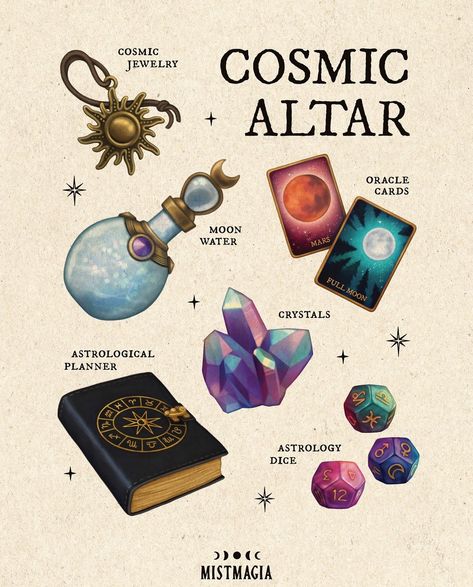 Cosmic Witch Altar, Cosmic Witch Aesthetic, Cosmic Witchcraft, Learning Witchcraft, Cosmic Witch, Wiccan Illustration, Witch Altar, Vintage Witch Art, Witch Spirituality