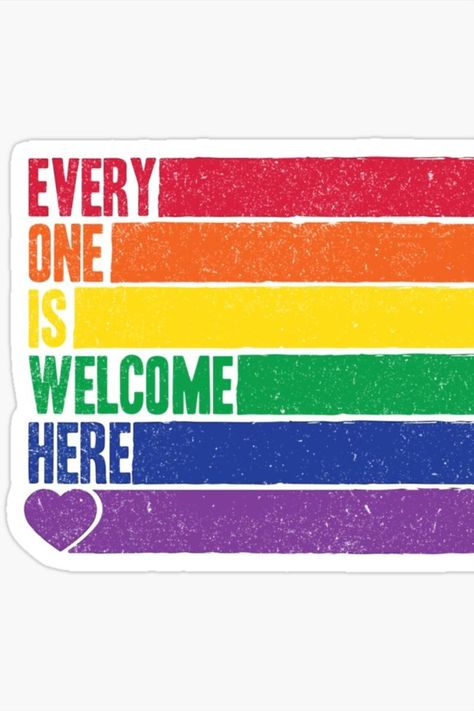 Pride LGBTQ+ Rainbow Flag Everyone Is Welcome Here Sticker - Pride Month Outfits 2022 Lgbtq Logo, Pride Month Outfits, Everyone Is Welcome Here, Lgbtq Rainbow, Rainbow Flag Pride, Lgbtq Flags, Everyone Is Welcome, Flag Sticker, Pride Rainbow