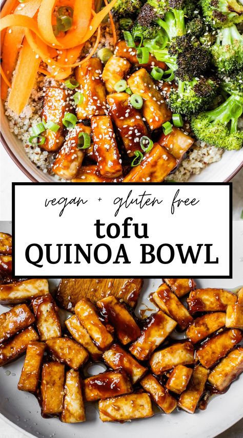 Tofu And Quinoa Recipes, Summer Tofu Recipes, Low Calorie Tofu Recipes, Tofu Quinoa Bowl, Tofu And Quinoa, Crockpot Shredded Chicken Tacos, Tofu Quinoa, Soy Sauce Marinade, Quinoa Broccoli