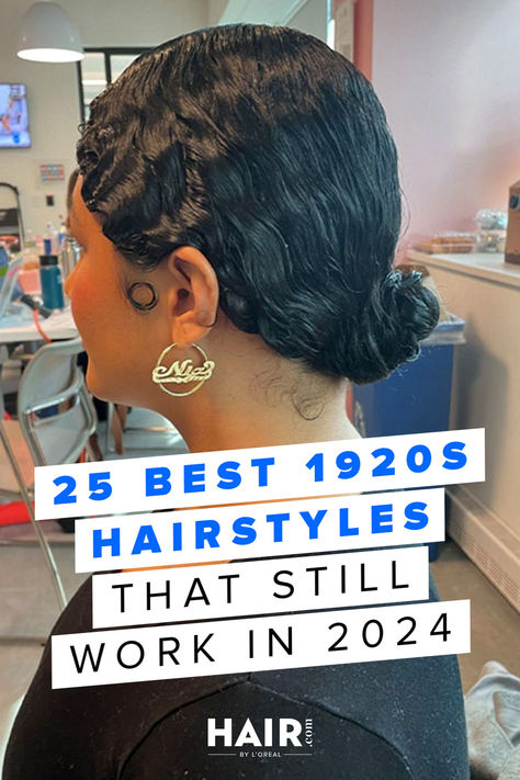 Searching for a 1920s hairstyle that can still turn heads in 2024? We’ve curated a list of 25 of our favorite 1920s-inspired hairstyles for every occasion. 1920 Womens Hairstyles, 20s Hairstyles Black Women, Easy 1920s Hairstyles For Medium Hair, Harlem Nights Hairstyles, How To Do 1920s Hair, 1920 Black Women, Roaring 20s Hairstyles For Black Women, 70s Women’s Hairstyles, 1920s Hair How To