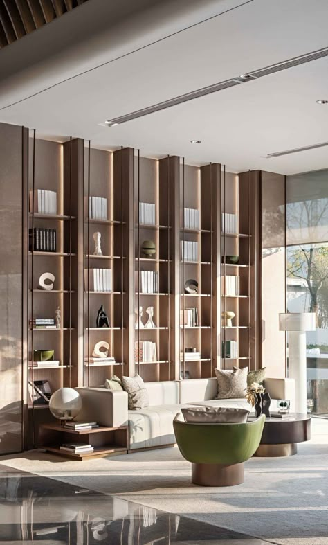 Luxury Bookcase, Sales Center, Shelving Design, Home Library Design, Shelf Design, Hangzhou, Minimalist Interior, Office Interior Design, Luxury Living Room