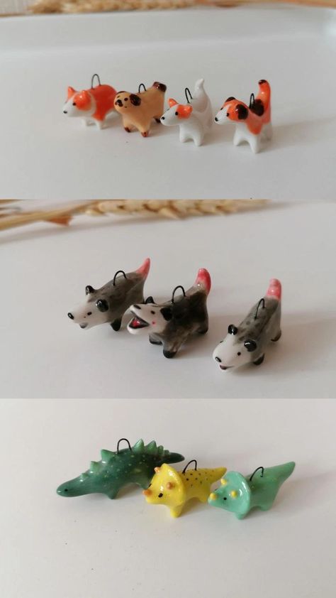 Dinosaur Ceramics, Clay Possum, Mini Clay Animals, Clay Dinosaur, Plush Ideas, Ceramic Things, Making Miniatures, Clay Inspo, Diy Pottery Painting