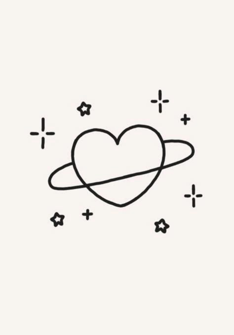 Drawing Of A Heart, Buku Diy, Meaningful Tattoo Ideas, Easy Tattoo, Cute Small Drawings, Aesthetic Drawings, 심플한 그림, Small Doodle, Mini Doodle