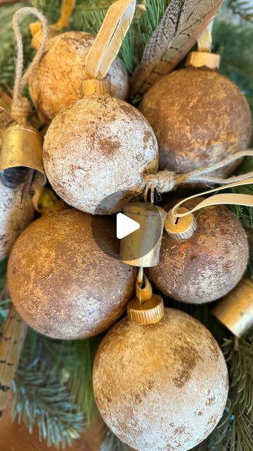 Brantley Freville on Instagram: "Let’s make these beautiful DIY textured ornaments. 

🌲Using shatterproof clear ornaments, apply two coats of matte acrylic paint mixed with baking soda, drying between coats. 

🌲After those coats are dry, heavily load your paint brush with the paint/baking soda mixture. Apply to the ornaments in patting motions slowly to pull the wet paint upwards creating extra dimension and texture. 

🌲Using a natural sponge, and a lighter shade paint, gently tap the paint over the ornament. 

🌲While the paint is very slightly wet, roll the ornament in ground cloves. 

🌲Once dry, brush off excess cloves with a clean paint brush. 

🌲Apply Rub n Buff and metallic paint to create the antique effect. 

🌲Not only are these ornaments gorgeous with their texture, dimensio Rub And Buff Christmas Ornaments, Baking Soda Paint Ornaments, Paint Baking Soda, Textured Ornaments, Rub And Buff, Cleaning Paint Brushes, Rub N Buff, Natural Sponge, Clear Ornaments