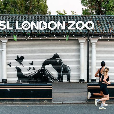 banky's ninth mural in nine days features animals escaping from london zoo Banksy Artwork, Zoo Art, Street Art Utopia, Graffiti Piece, Animal Mural, Banksy Graffiti, Banksy Art, London Zoo, Graffiti Murals