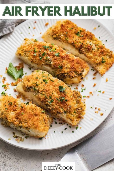 Halibut Air Fryer, Panko Crusted Halibut, Halibut Recipes Healthy, Housewarming Food, Crusted Halibut, Ckd Recipes, Air Fryer Fish Recipes, Fish Recipes Baked, Halibut Recipes