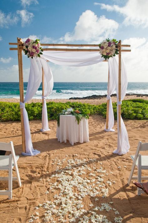 Grand Hyatt Kauai Resort and Spa wedding venue picture 19 of 21 - Photo by: Kilohana Photography Grand Hyatt Kauai, Beach Wedding Locations, Wedding Setup, Kauai Wedding, Arch Decor, Wedding Arch Flowers, Flower Wall Backdrop, Arch Decoration Wedding, Arch Flowers